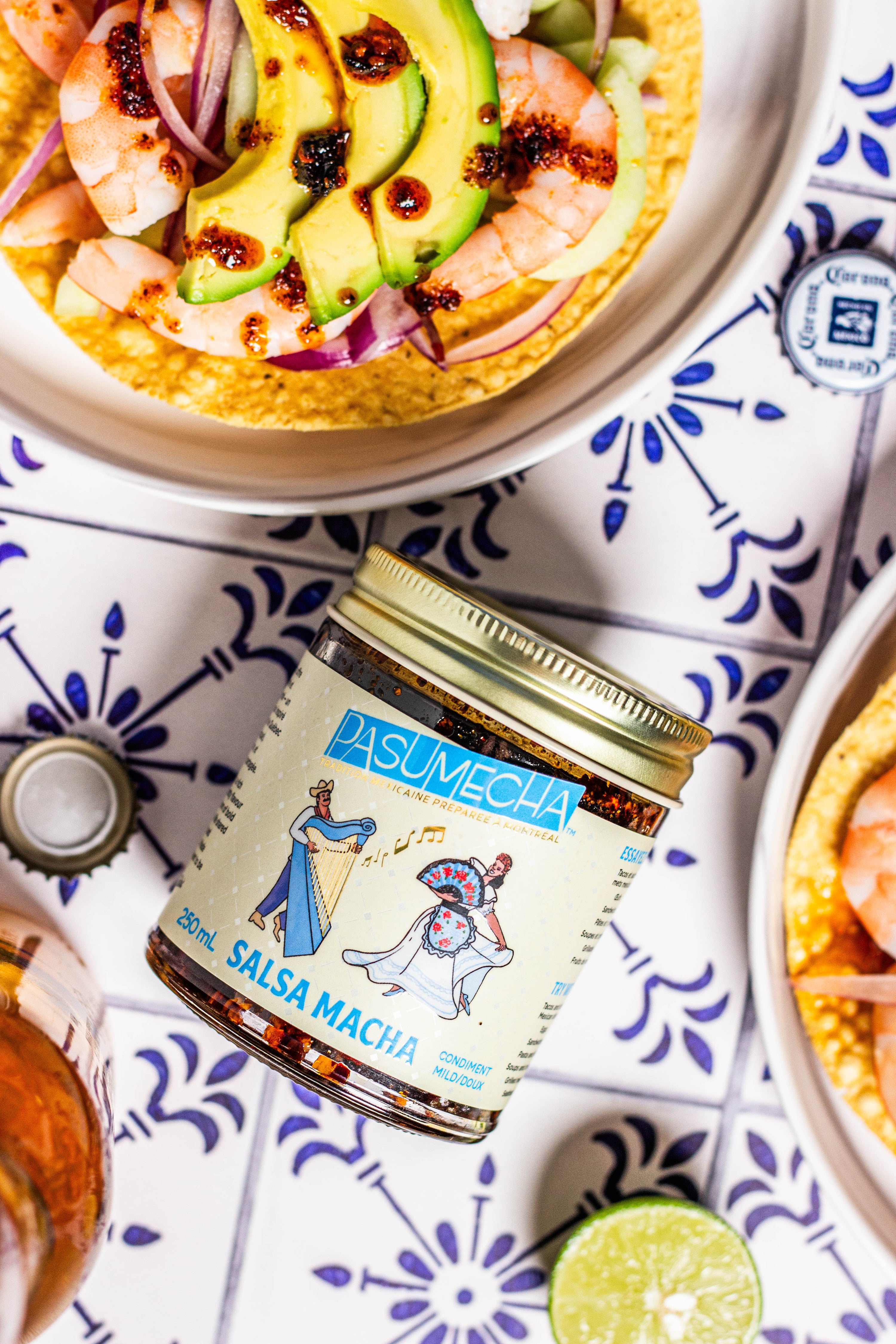 Salsa Macha Douce Pasumecha dans son pot en verre.